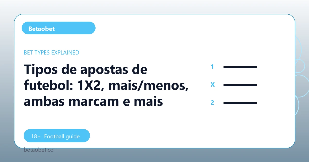 Tipos de apostas de futebol: 1X2, mais/menos, ambas marcam e mais - Betaobet football guide